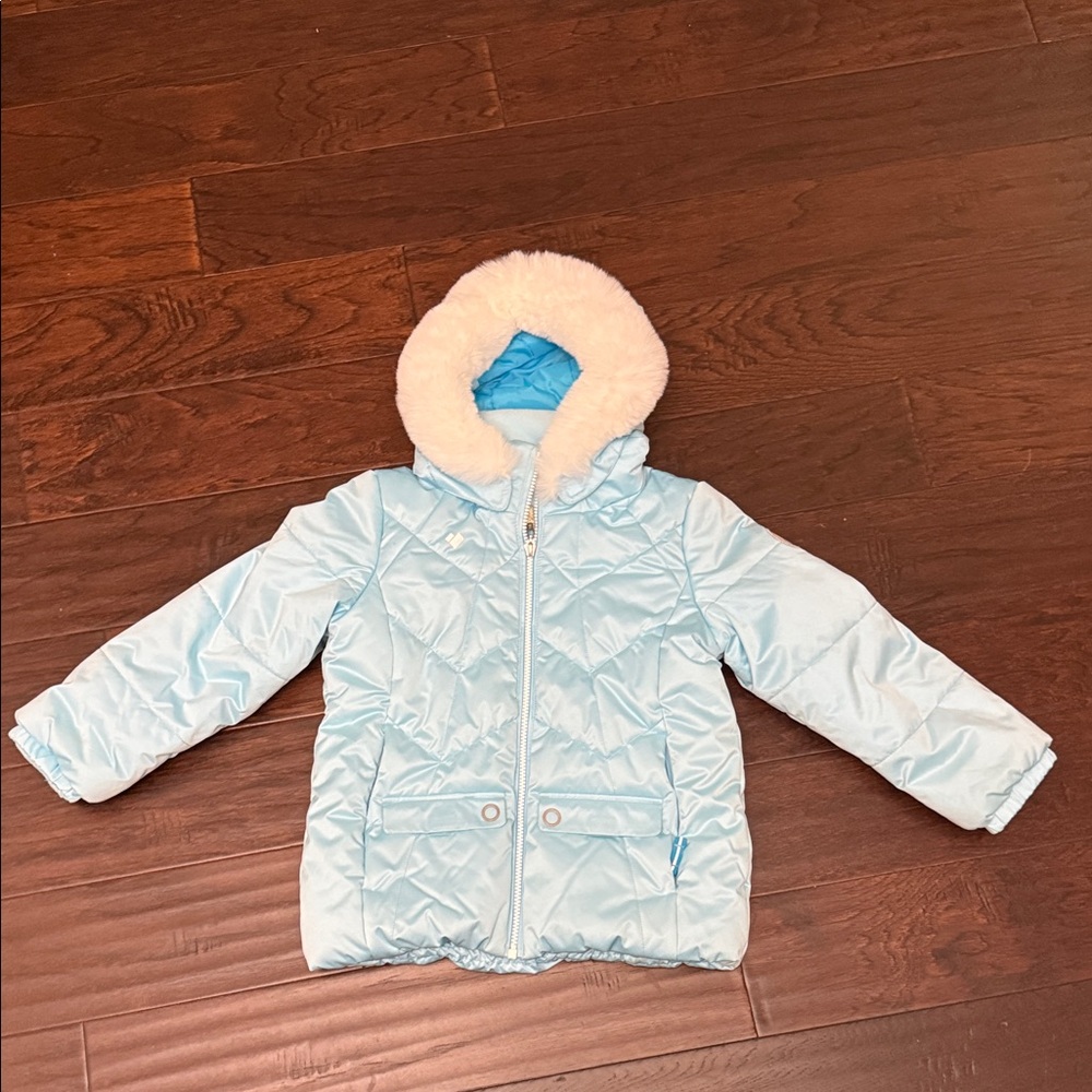 Obermeyer Sky Blue Jacket with White Fur Hood